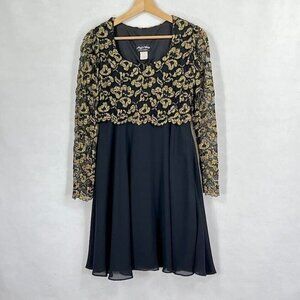 Night Way Vintage A-Line Dress Holiday New Year's Eve Cocktail 80s Mesh 6